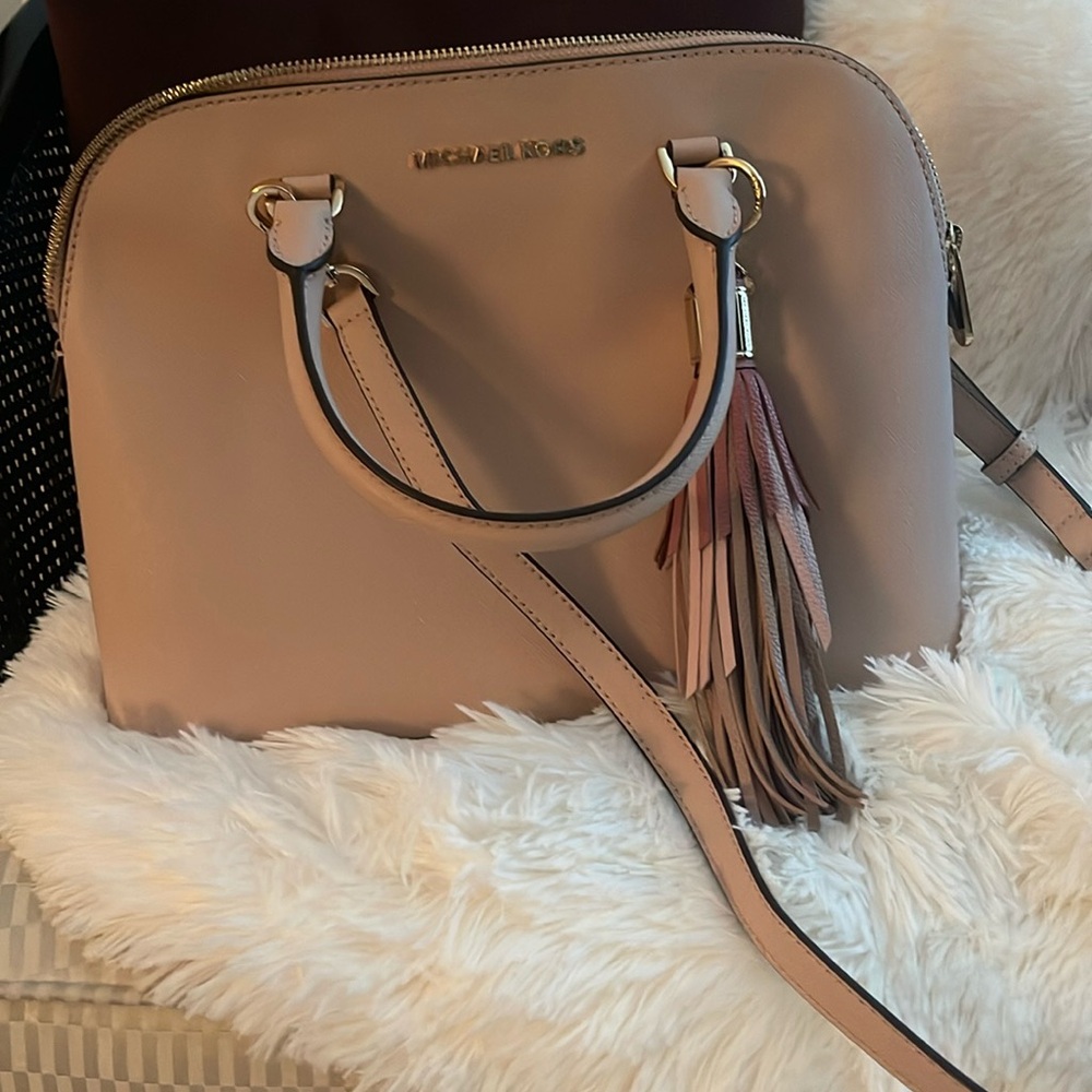 New Michael Kors purse light blush leather with gables and strap leather tassel